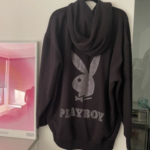 playboy bedazzle black hoodie